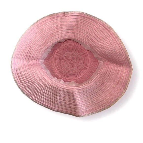 🛍️SALE🛍️ Packable Wide Brim Crotchet Bucket Sun Hat in Baby Pink - Picture 5 of 7